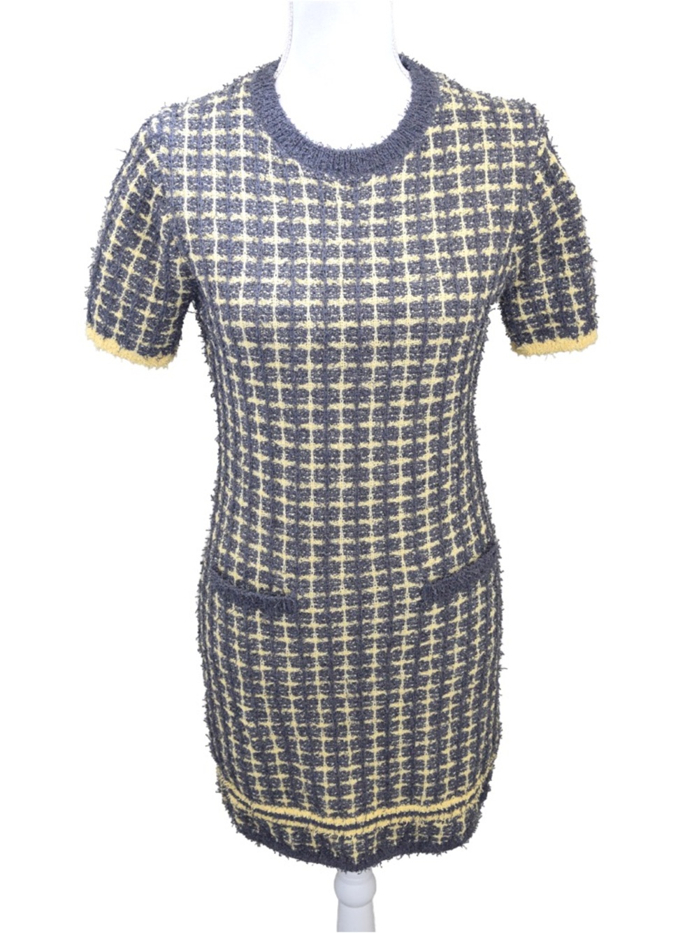 ENDLESS ROSE Short Sleeve Checkered Faux Pockets Mini Dress Size Medium